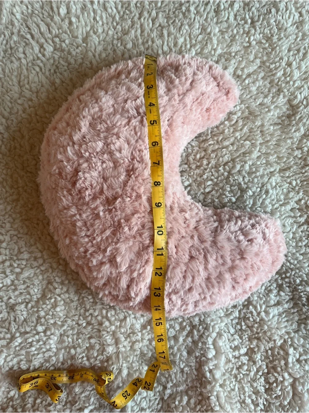 Plush Faux Fur Fluffy Crescent Moon Pillow - Soft Pink